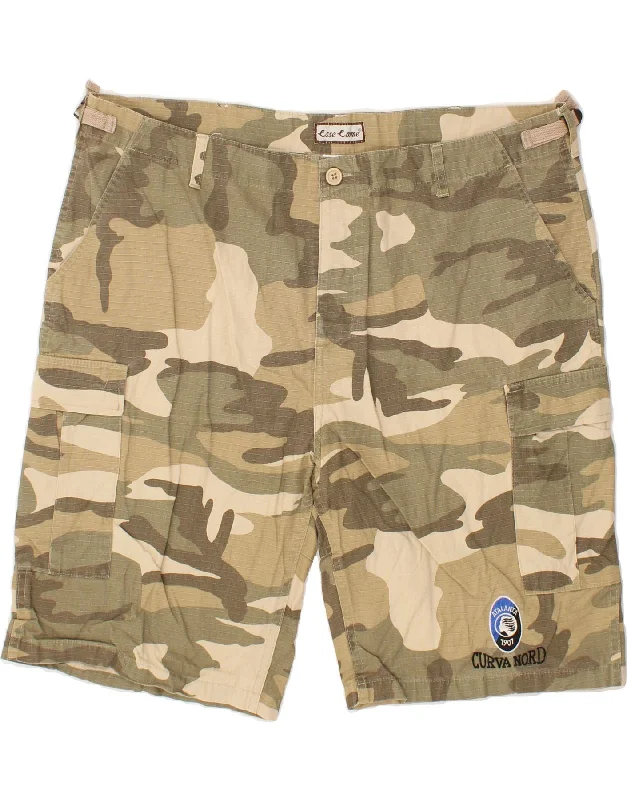 VINTAGE Mens Cargo Shorts XL W40 Khaki Camouflage Cotton