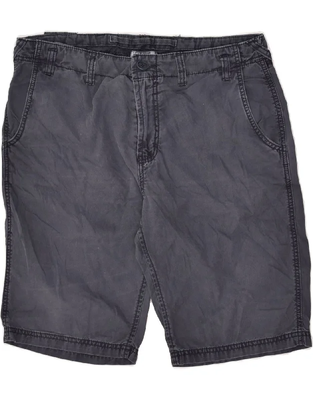 VINTAGE Mens Casual Shorts W34 Large Navy Blue Cotton