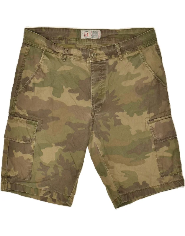 VINTAGE Mens Regular Fit Cargo Shorts IT 54 2XL W38  Khaki Camouflage