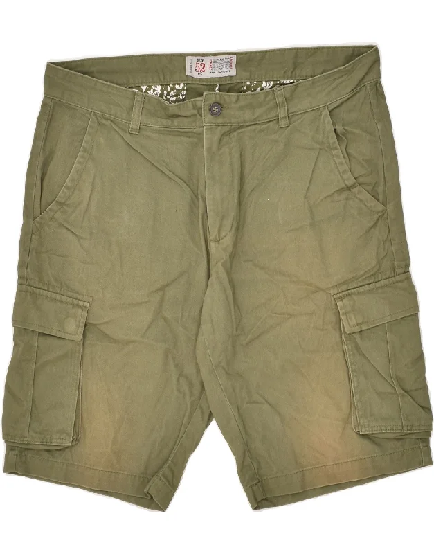 VINTAGE Mens Slim Fit Cargo Shorts IT 52 XL W38  Khaki Cotton