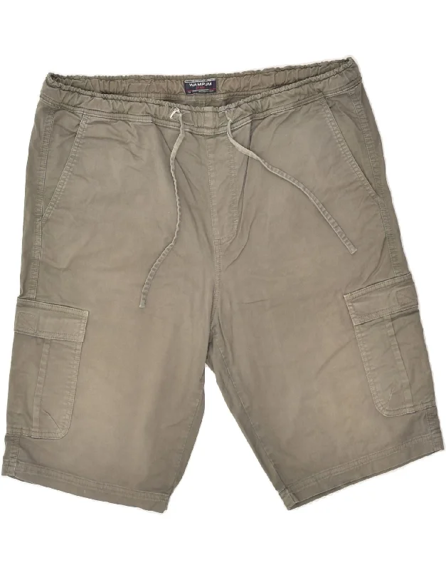 WAMPUM Mens Cargo Shorts IT 54 2XL W38  Grey Cotton