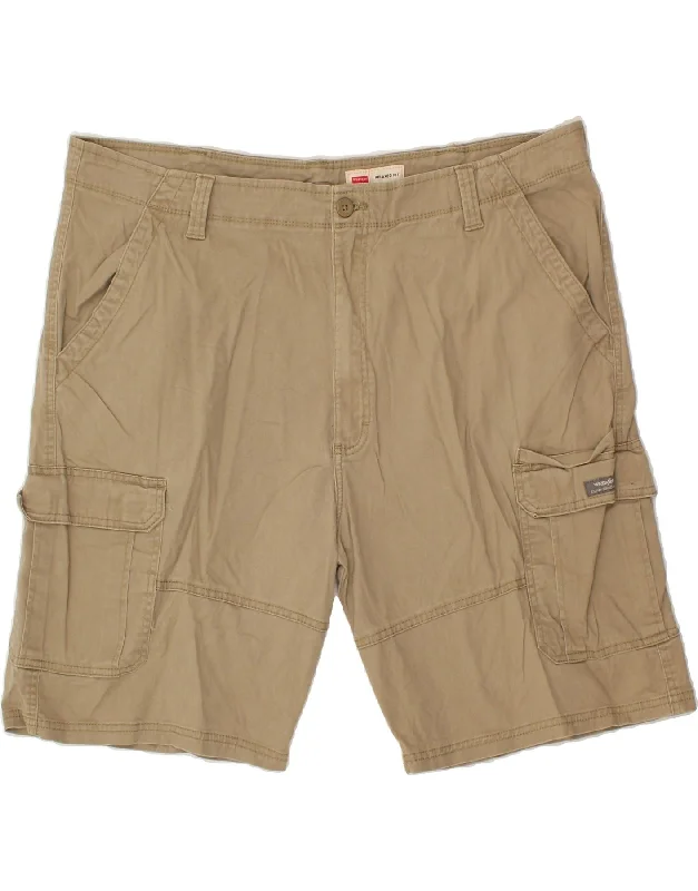 WRANGLER Mens Relaxed Fit Cargo Shorts W42 2XL Khaki Cotton